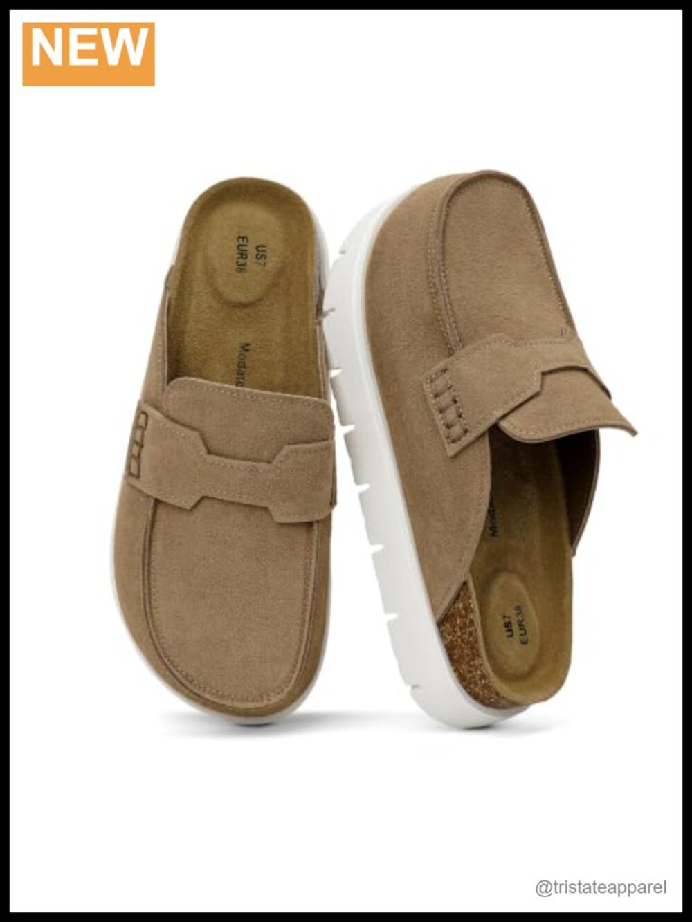 Women's Platform Clogs Faux Suede Cork Footbed Mule Slip On